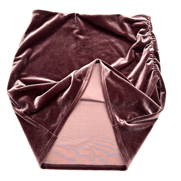 2019 EXPRESS Mauve Velvet Ruched Hip Elastic Waist Pull On Mini Skirt XS 26x15" - Picture 4 of 10